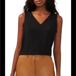 Halogen Shirt - black raw edge tank w/v-neck and back NWT